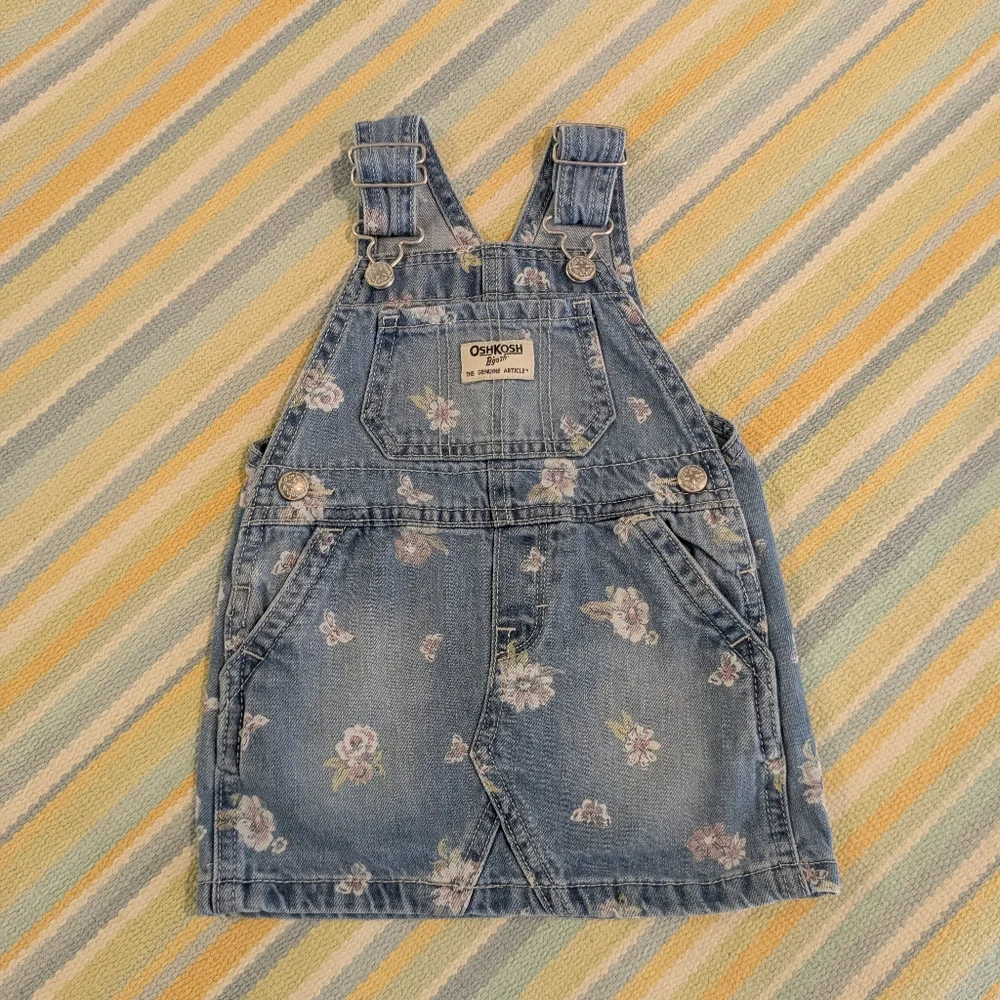 ⭐ Girl's Oshkosh Bgosh Denim / Jean Overall Dress Size 12 Months
